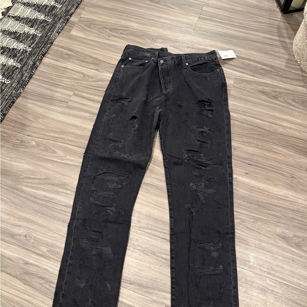 Agolde Criss Cross Distressed Denim